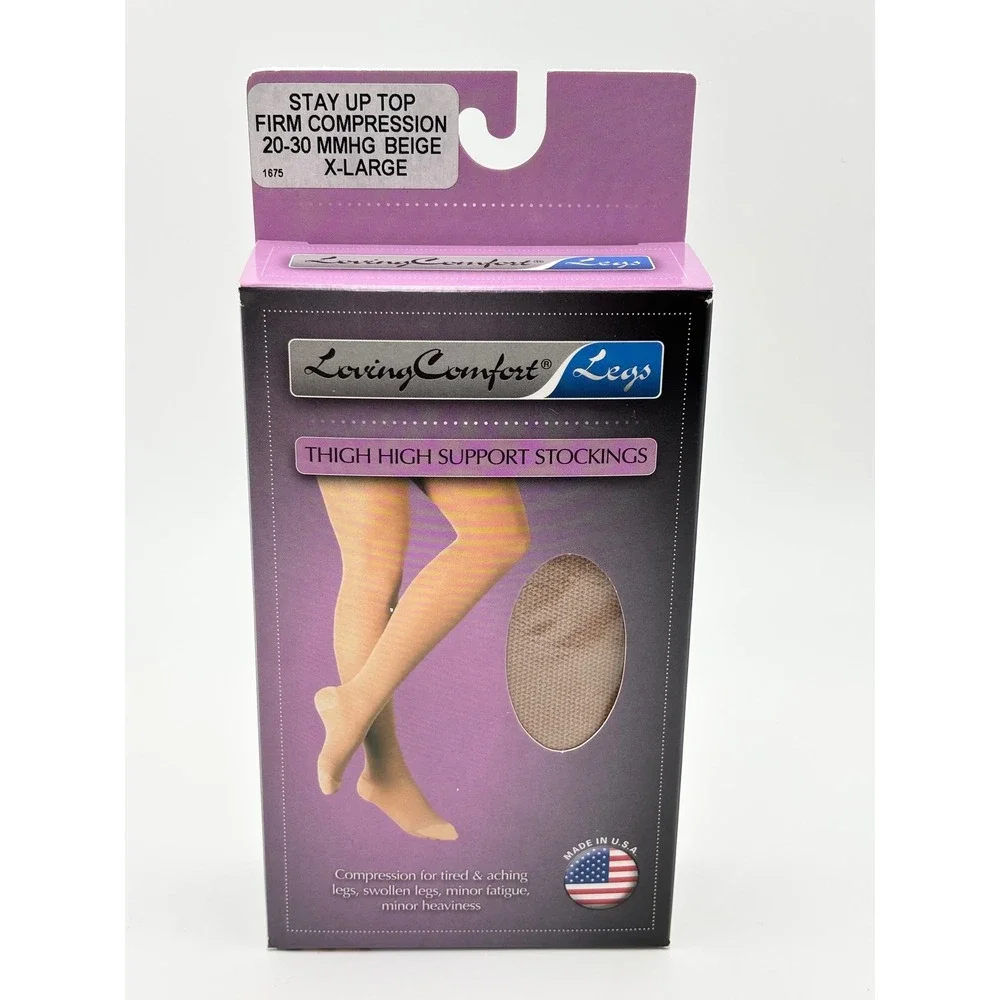 Loving Comfort Legs Thigh‎ High Support Stockings 20-30 mmHg Beige XL 1675